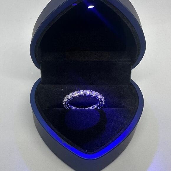 Moissanite Diamond Eternity Wedding Ring Anniversary Band Brilliant GRA Size 8 - Picture 11 of 11